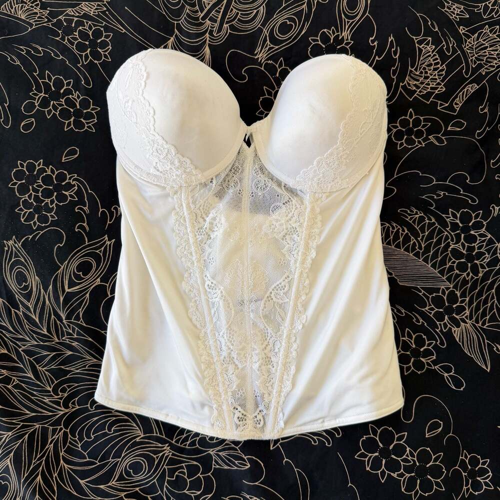 Cassandra Intimates White Padded Lace Corset Bustier Bra 34C